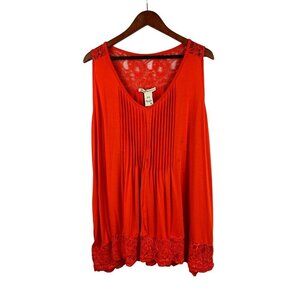 American Rag Cie Womens Red Sleeveless Lace Top 1X Rayon/Spandex
